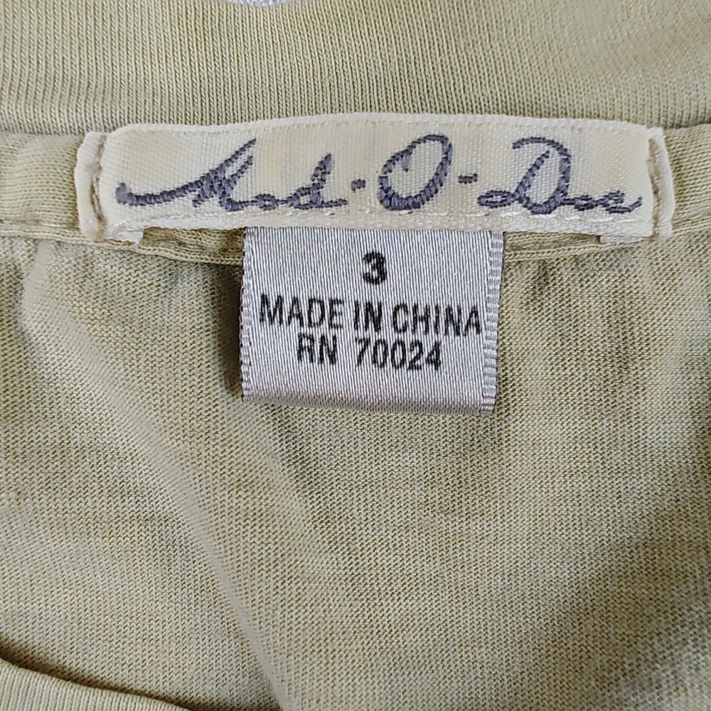 Mod-O-Doc Sage Green Slub Knit Crew Neck T-Shirt Size 3 Large Womans - Picture 4 of 5